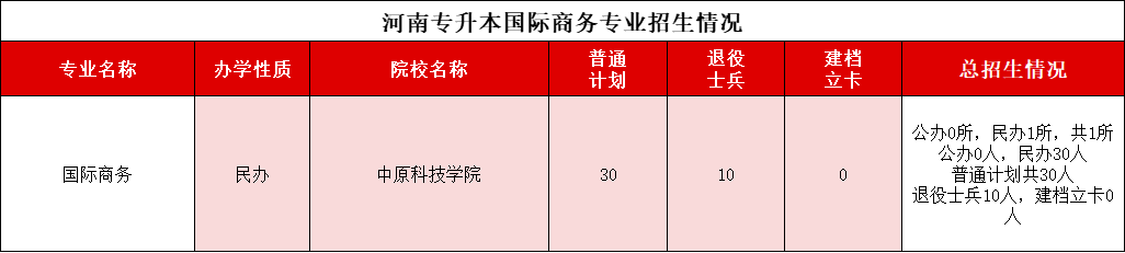 国际商务专业招生计划